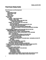 Final Exam Study Guide for Systems Neuroscience