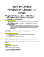 Intro to Clinical Psychology Chapter 14 Notes 