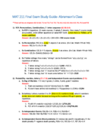 MAT 211 Final Exam Study Guide (Abramson)