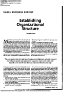 Establishing Organizational Structure