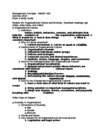 Management Concepts, Midterm Exam 2 Study Guide