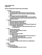 Theatre Appreciation, Week 1 Notes