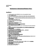 Intro to International Relations week 1 in class notes/ Intro chapter notes 