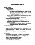 Final Exam Review for NUR 170-651