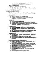 Biochemistry I, Chapter 1 Notes 