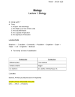 Introduction to Biology I: Week 1