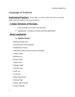 Language of Anatomy: Week 1