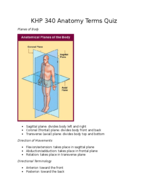 KHP Anatomy Terms Quiz Study Guide