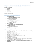 Chapter 1: Invitation to the Study of World Religions