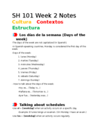 Spanish 101 Week 2 Notes
