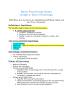 Basic Psychology Chapter 1 What is Psychology? Lecture Notes- Professor Alison Meloni