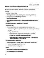 Severe and Unusual Weather Week 2 Notes AND Guest Speaker Notes