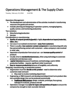 Operations Management & The Supply Chain