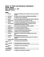 Intro to Food and Resource Economics Study Guide 1