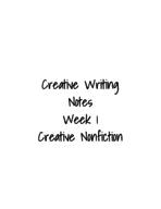 Creative Writing Week 1-Creative Nonfiction