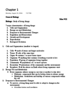 Gen Bio 2051, Chapter 1 Notes
