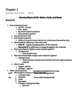 Gen Bio 2051, Chapter 2 Notes