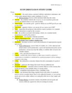 ECON 2020 (Dr. Macy Finck) Exam 1 Study Guide