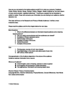 Class Notes Concerning Chapter One