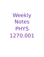 Week One Notes