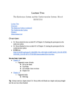 BIOL 2458  Lecture Two Notes