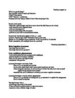 Psychology Lecture Notes 8/30/16 and 9/1/16
