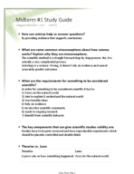 Biology 10 Midterm 1 Study Guide