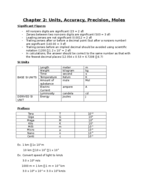 Capter 2: Units, Accuracy, Precision, Moles