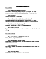 Biology Study Guide for Exam 1