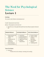 Psychology Notes, W1L1