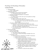 PSYC 222 Psychology of Personality, week 2 notes