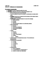 Lecture 3 - Influences on Communication