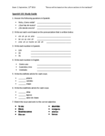 Spanish 101, Exam 1 Study Guide
