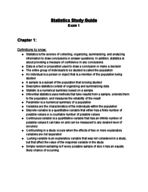 Basic Statistics Study Guide Exam 1
