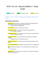 BIOC 431 Midterm 1 Study Guide