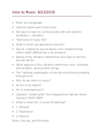 Intro to Music- Week 1 Notes