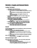 Markets I: Supply and Demand Basics