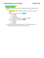 Age Estimation in Juveniles