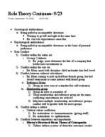 Role Theory continued - 9/23 - test 2 