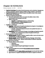 Psych II Capter 10 Notes 9/19 & 9.21