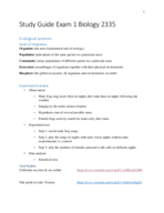 Study Guide Exam 1 Biology 2335