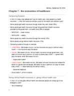 Chapter 7 notes: Health Care