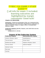 BSC 216 EXAM 2 STUDY GUIDE