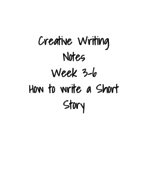 Creative Writing Notes-Short Fiction Story