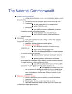 Women in History- Maternal Commonwealth Class Notes