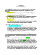 Study Guide 1 Social Psych