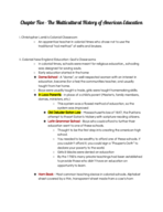 Chapter Five Notes: The Multicultural History of American Education