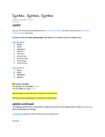 English 219; Week 4: SYNTAX SYNTAX SYNTAX