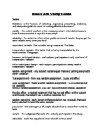 Statistics (BNAD 276) Study Guide Exam 1