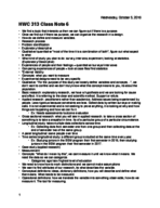 HWC 313 Class Note 6
